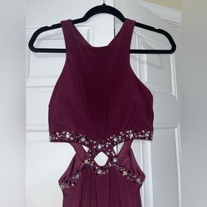 Maroon Prom/Formal Dress with cutouts